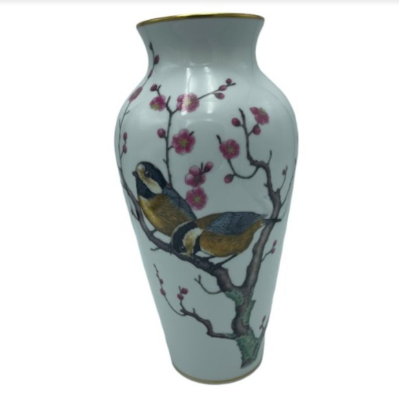 Vintage 1981 Franklin Porcelain Ryu Japan Bird Vase Home Display Collectible